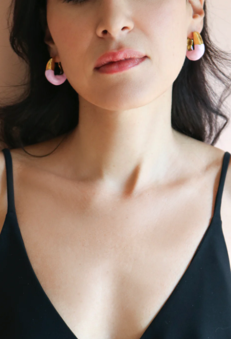 Joanna Laura Constantine GOLD PLATED STATEMENT WAVES HOOP WITH ENAMEL