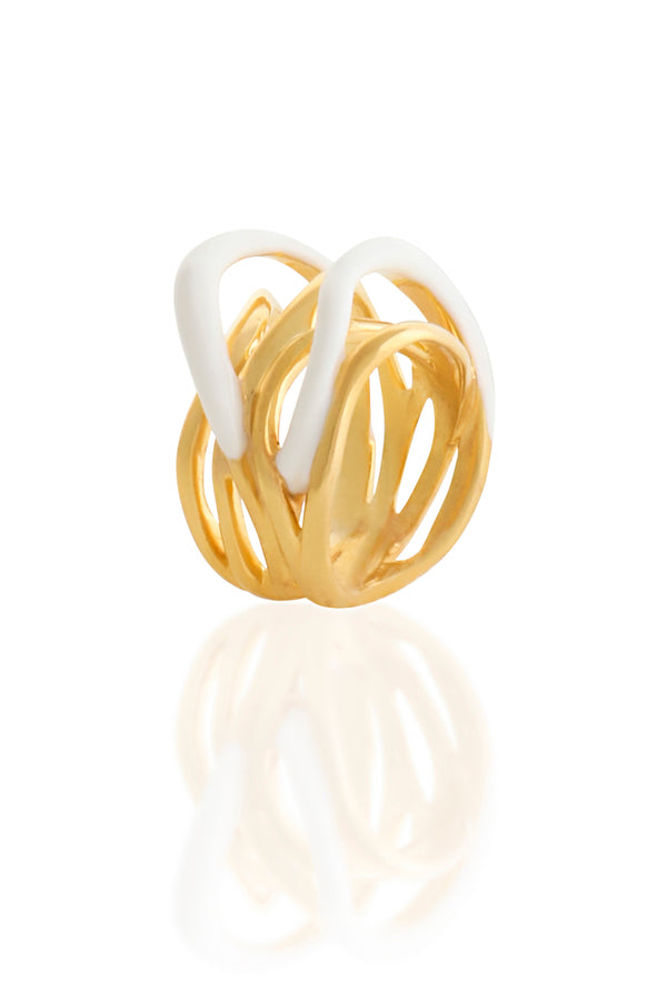 joanna laura constantine GOLD PLATED STATEMENT WAVES RING WITH ENAMEL