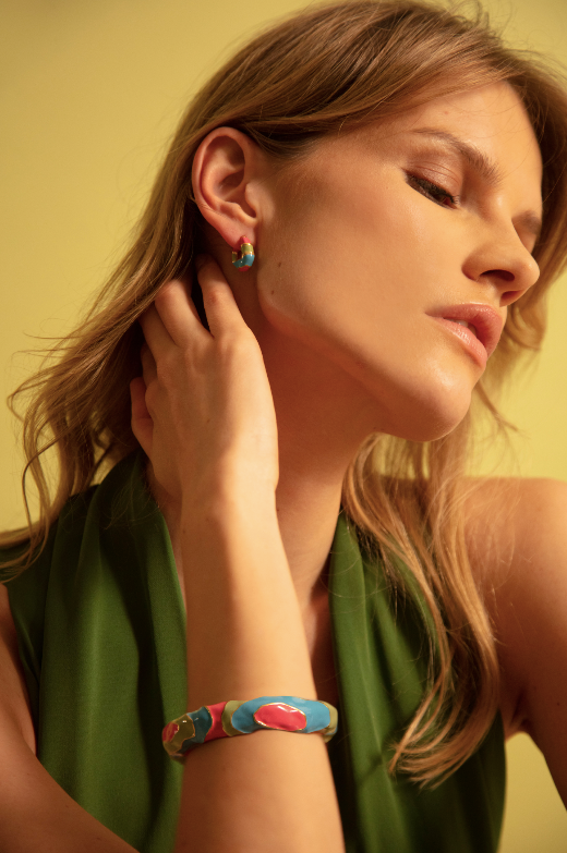 Joanna Laura Constantine GOLD PLATED WAVE CUFF WITH ENAMEL