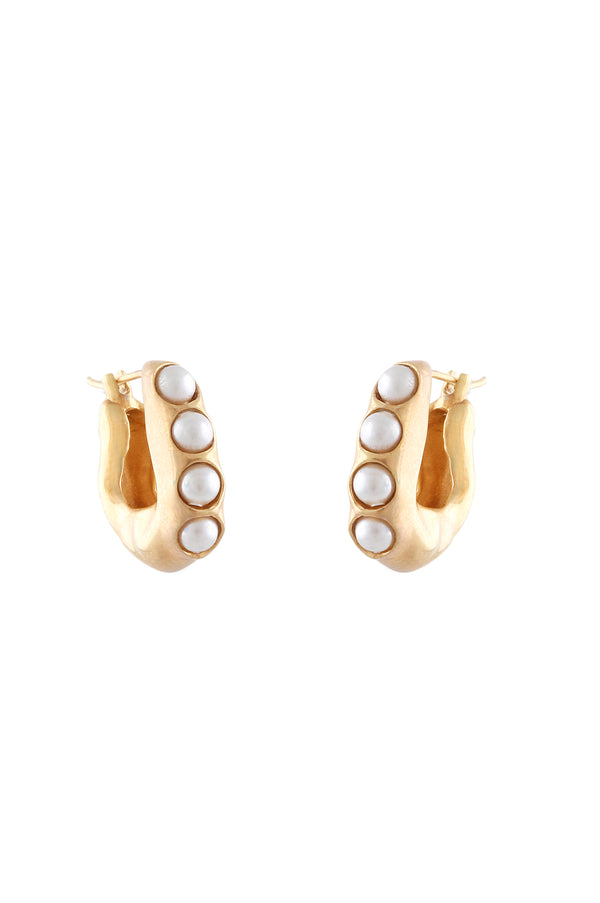 joanna laura constantine GOLD PLATED WAVE HOOP EARRINGS WITH PEARL