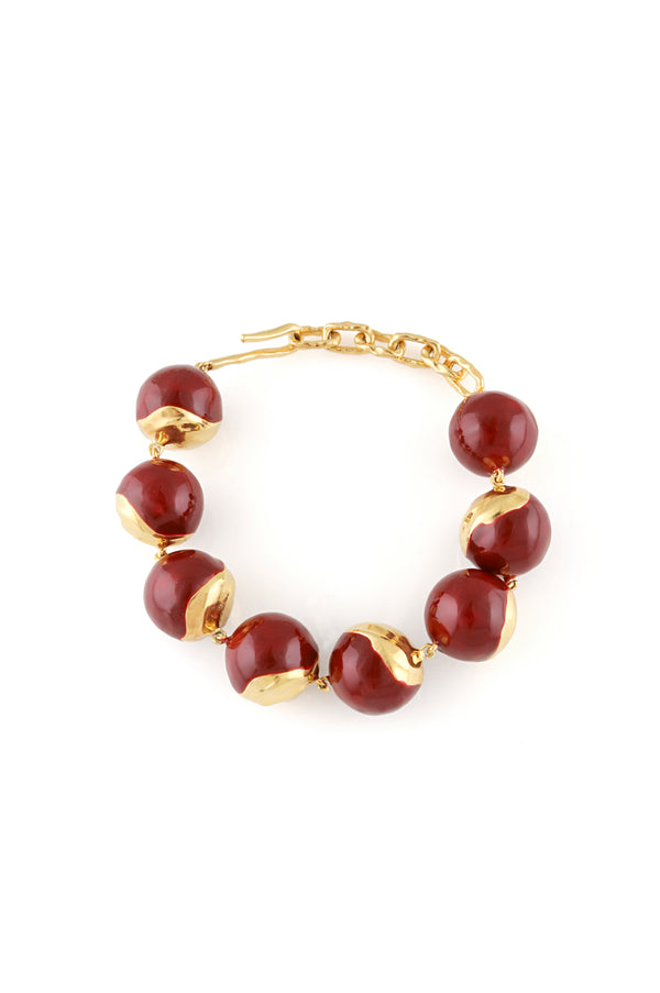 joanna laura constantine LARGE ORBS BRACELET WITH DARK RED ENAMEL