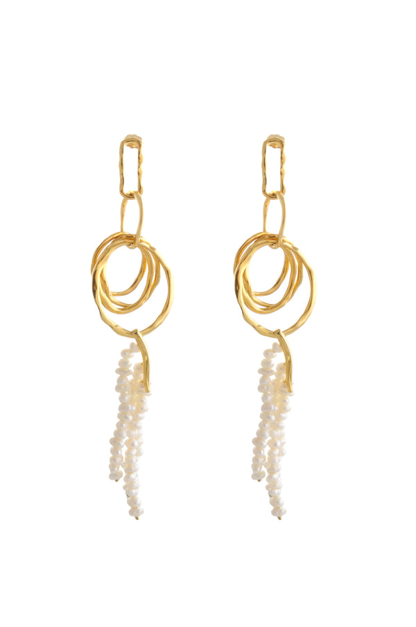 joanna laura constantine LONG EARRINGS WITH DANGLING MINI PEARLS