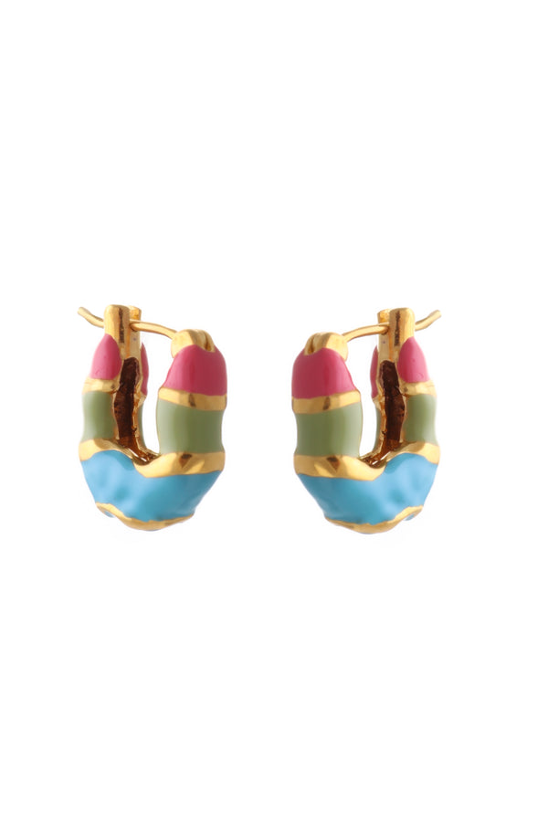 joanna laura constantine MINI HOOP EARRINGS WITH MULTI COLORED ENAMEL