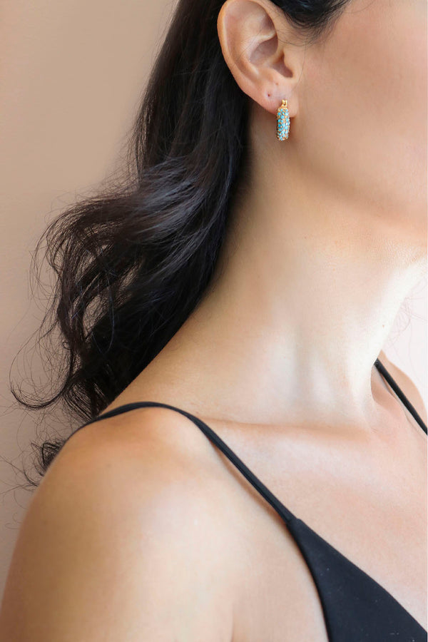 Joanna Laura Constantine MINI WAVE HOOP EARRINGS WITH CUBIC ZIRCONIA