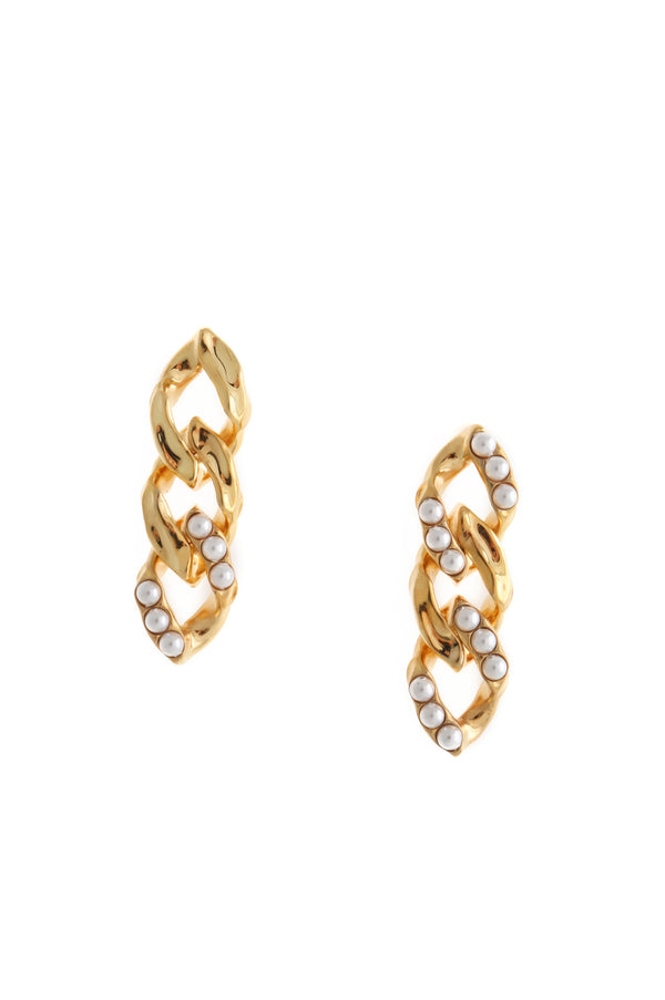joanna laura constantine MISMATCHED CHAIN EARRINGS WITH PEARL