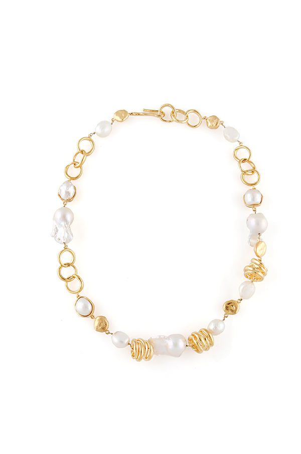 joanna laura constantine MISMATCHED FEMININE WAVES PEARL NECKLACE