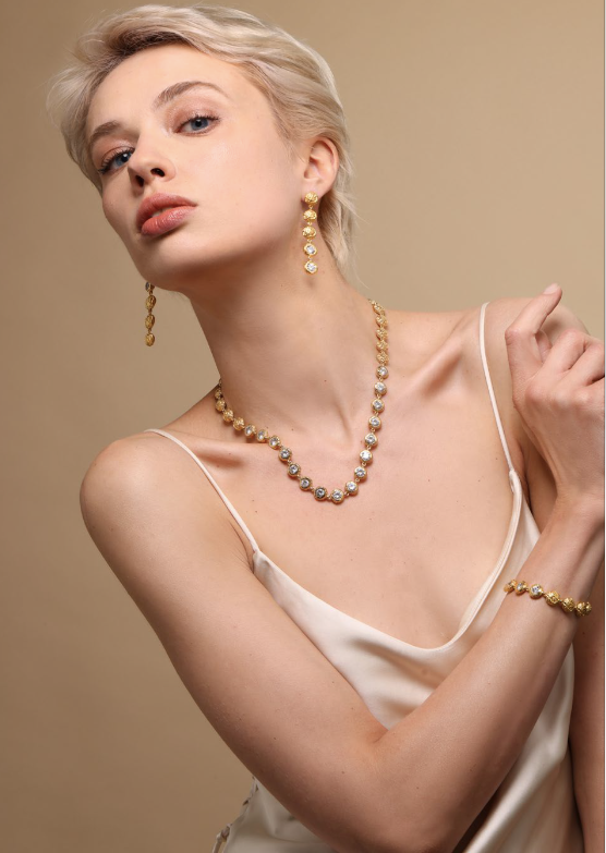 Joanna Laura Constantine MULTI ROUND WAVE LINKED NECKLACE WITH STONES