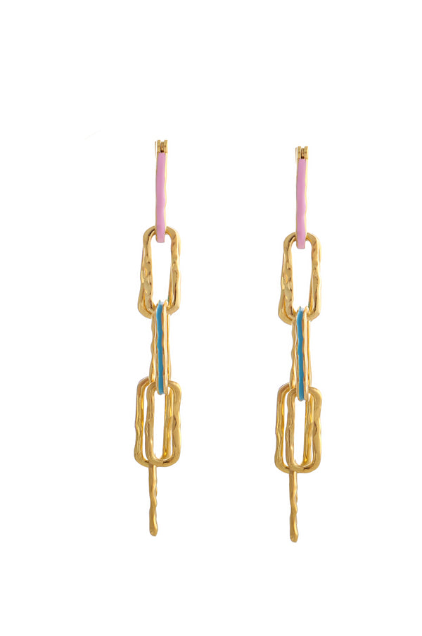 joanna laura constantine MULTI WAVE CHAIN LINKED EARRINGS WITH ENAMEL