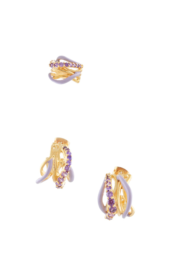 joanna laura constantine MULTI WAVE HOOP EAR-SET WITH STONES AND ENAMEL