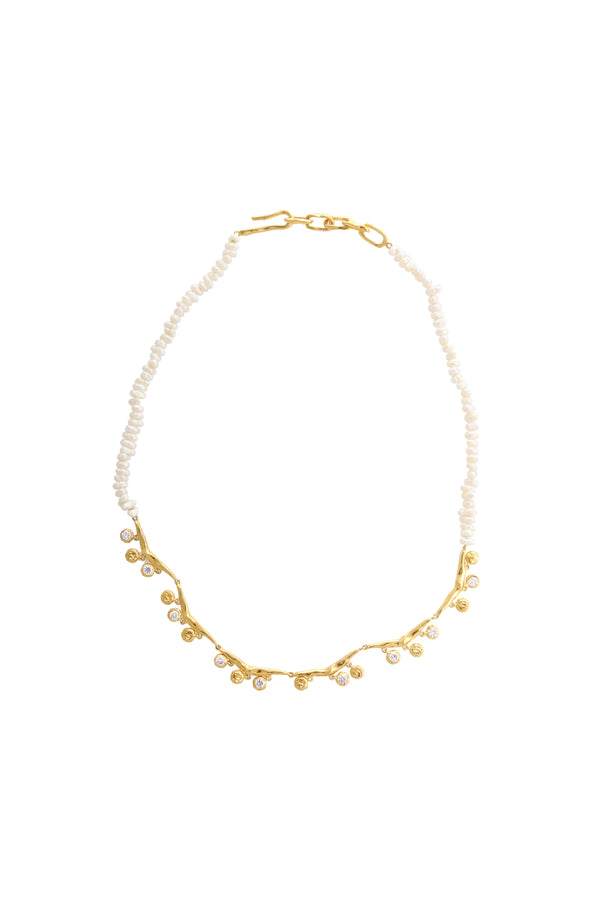 joanna laura constantine MULTI WAVE NECKLACE WITH DANGLING STONES & PEARLS
