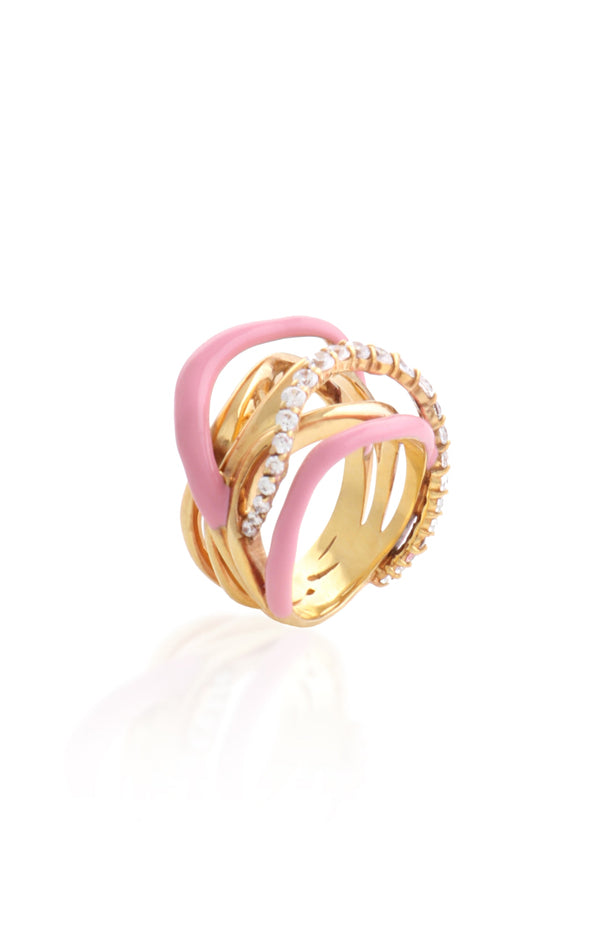 joanna laura constantine MULTI WAVE RING WITH ENAMEL AND PAVE STONES