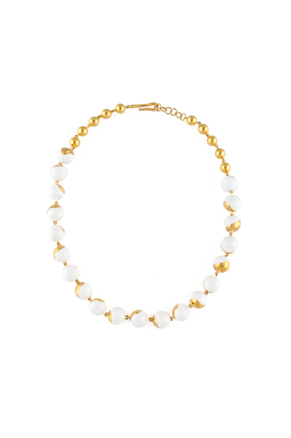 joanna laura constantine ORBS CHAIN NECKLACE WITH WHITE ENAMEL