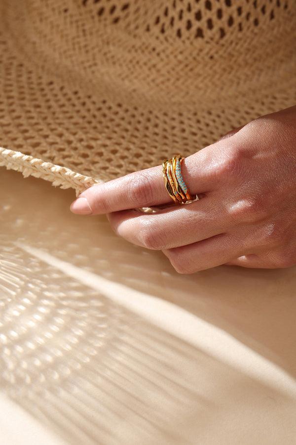 Joanna Laura Constantine PAVE WAVES RINGS SET WITH TURQUOISE PAVE STONES