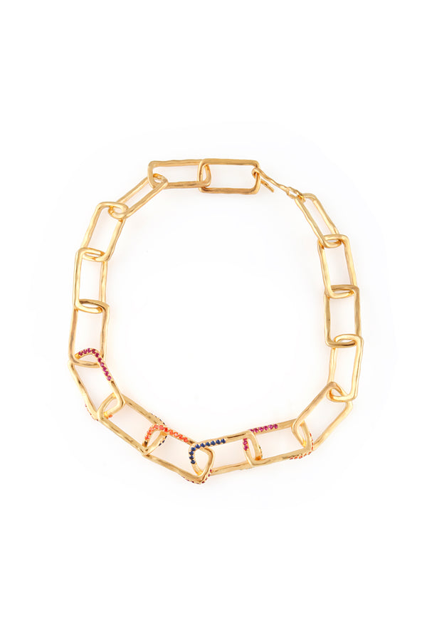 joanna laura constantine RECTANGLE NECKLACE CHAIN WITH MULTICOLORED STONES