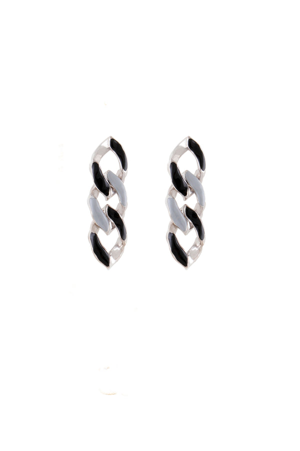 joanna laura constantine RHODIUM PLATED WAVE CHAIN EARRINGS WITH ENAMEL