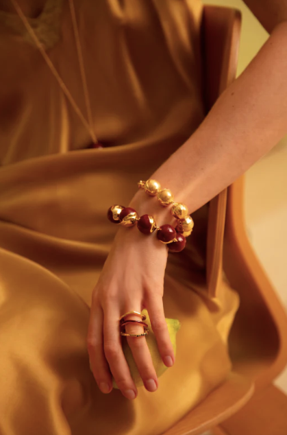 Joanna Laura Constantine RHODIUM PLATED WAVE ORBS BRACELET WITH ENAMEL