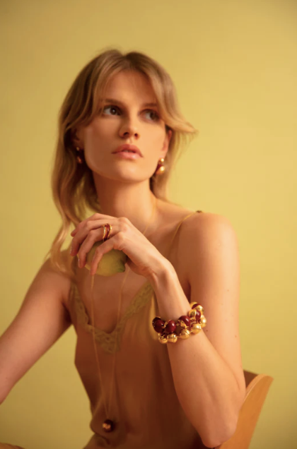 Joanna Laura Constantine RHODIUM PLATED WAVE ORBS BRACELET WITH ENAMEL