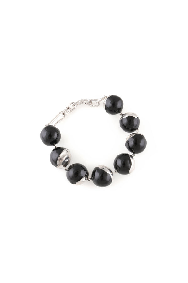joanna laura constantine RHODIUM PLATED WAVE ORBS BRACELET WITH ENAMEL