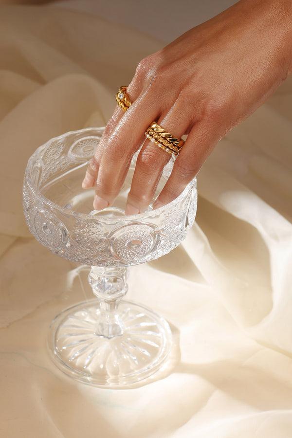 Joanna Laura Constantine SET OF FOUR MISMATCHED RINGS WITH PAVE STONES