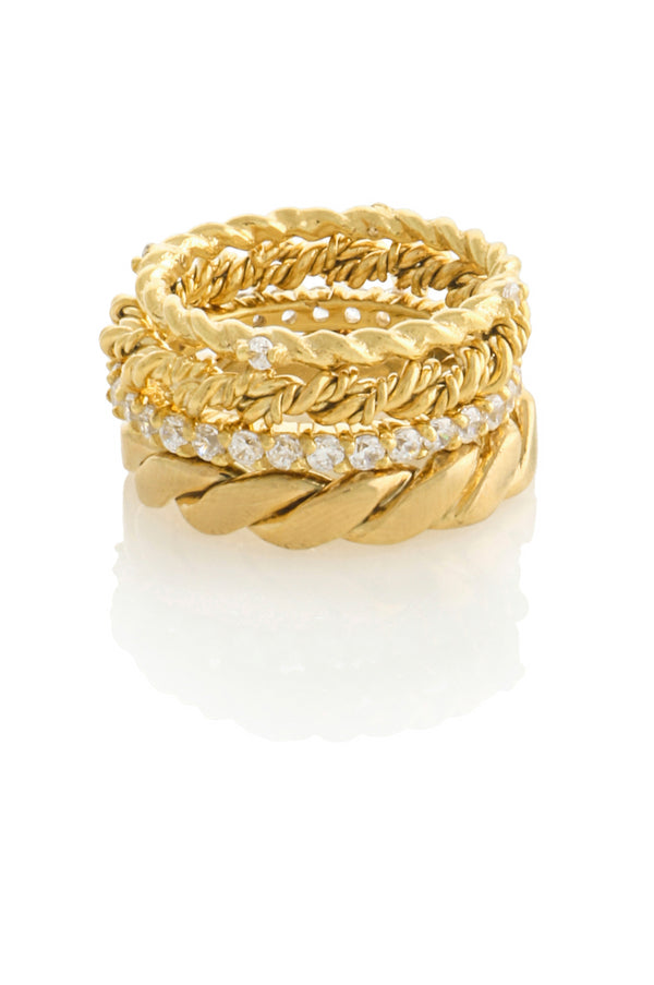 joanna laura constantine SET OF FOUR MISMATCHED RINGS WITH PAVE STONES