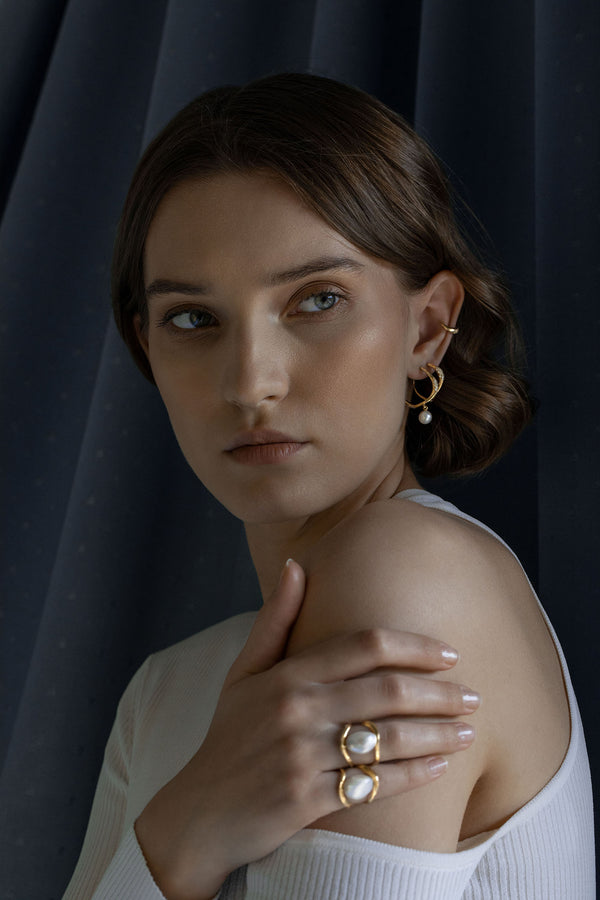 Joanna Laura Constantine SET OF THREE FEMININE WAVES PAVE HOOP EARRINGS