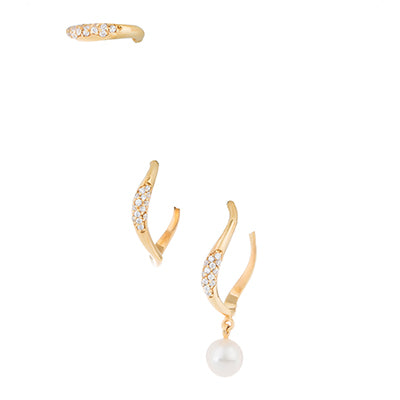 joanna laura constantine SET OF THREE FEMININE WAVES PAVE HOOP EARRINGS