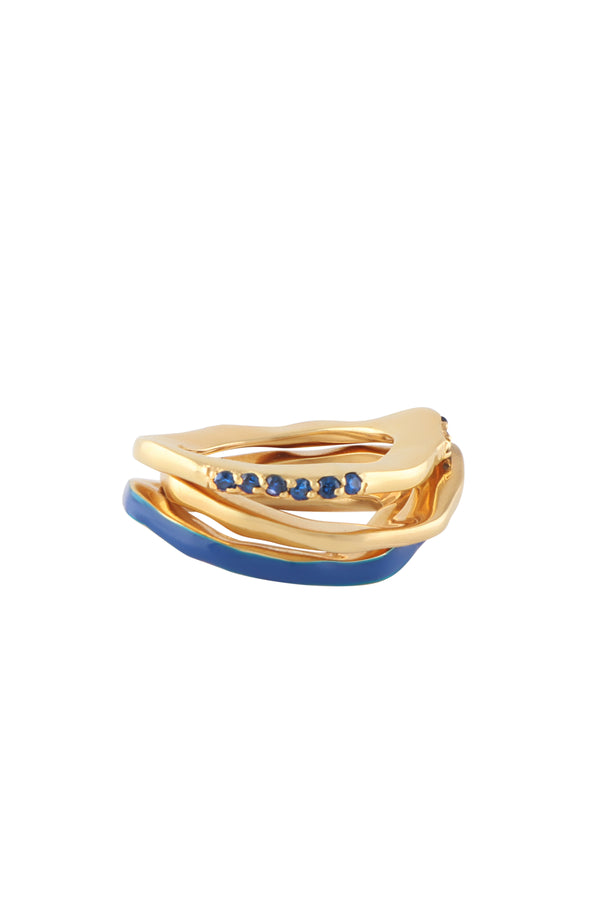 joanna laura constantine SET OF THREE WAVE RINGS WITH ENAMEL AND STONES