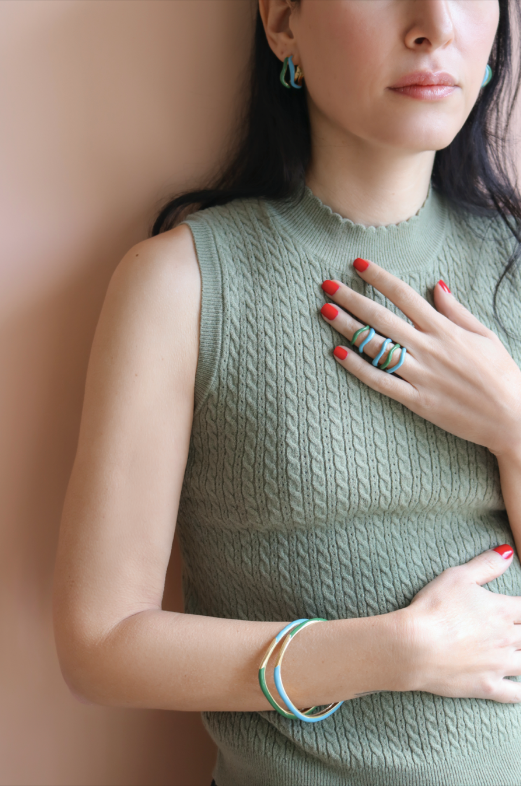 Joanna Laura Constantine SET OF TWO WAVE BANGLES WITH ENAMEL