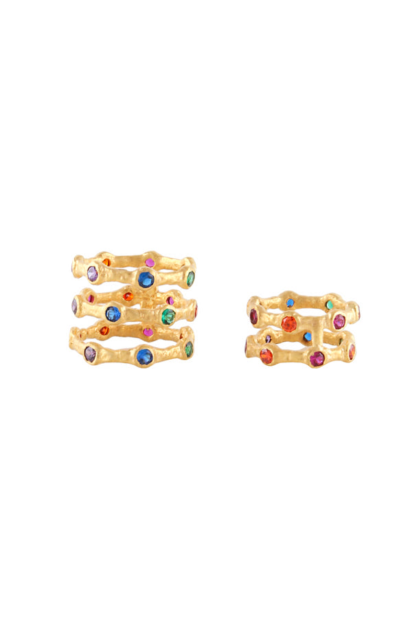 joanna laura constantine SET OF TWO WAVE RINGS WITH MULTICOLORED STONES