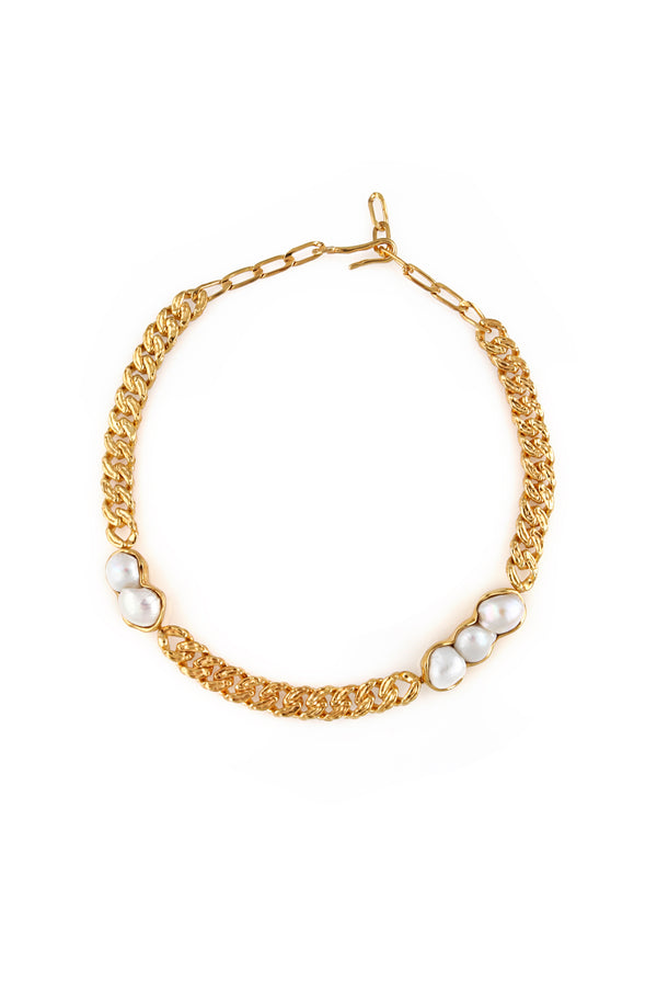 joanna laura constantine STATEMENT CHAIN NECKLACE WITH CULTURED PEARLS