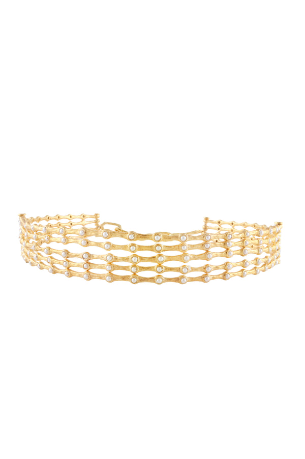 joanna laura constantine STATEMENT FEMININE WAVES CHOKER WITH MINI PEARLS