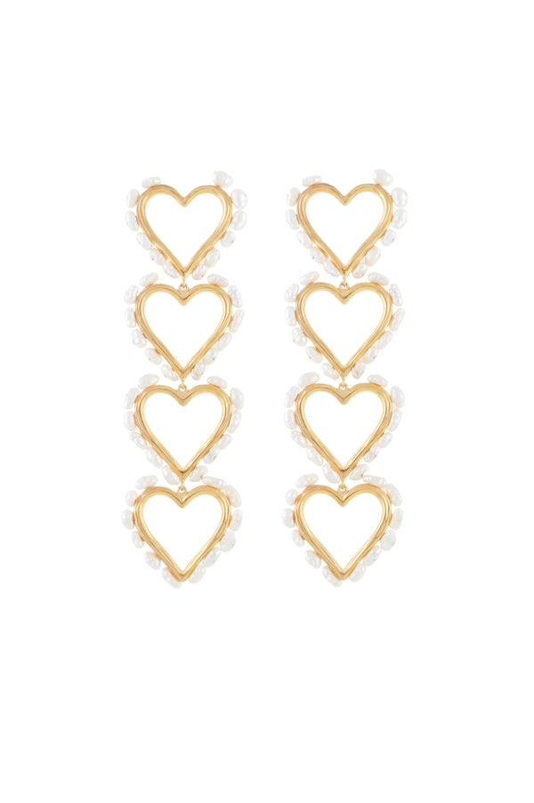 joanna laura constantine STATEMENT HEARTS EARRINGS WITH MINI PEARLS