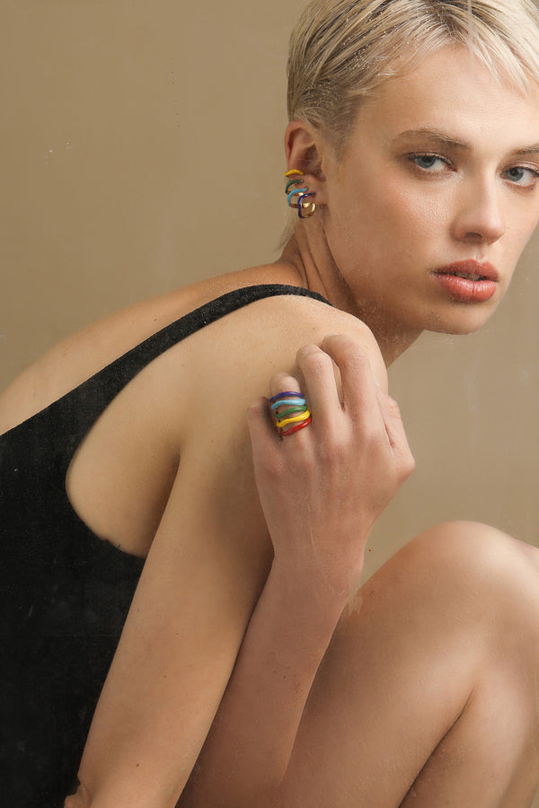 Joanna Laura Constantine STATEMENT MULTI WAVE RING WITH ENAMEL
