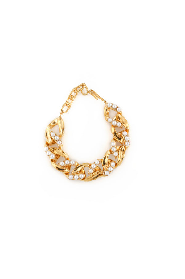 joanna laura constantine STATEMENT WAVE CHAIN BRACELET WITH PEARLS