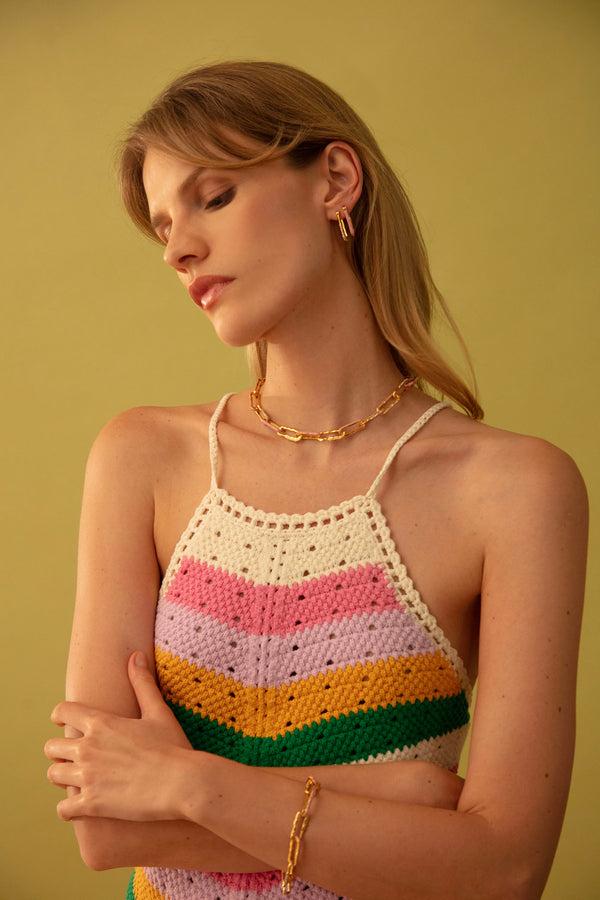 Joanna Laura Constantine STATEMENT WAVE CHAIN NECKLACE WITH ENAMEL