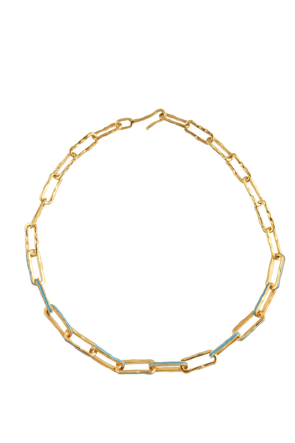 Joanna Laura Constantine STATEMENT WAVE CHAIN NECKLACE WITH ENAMEL