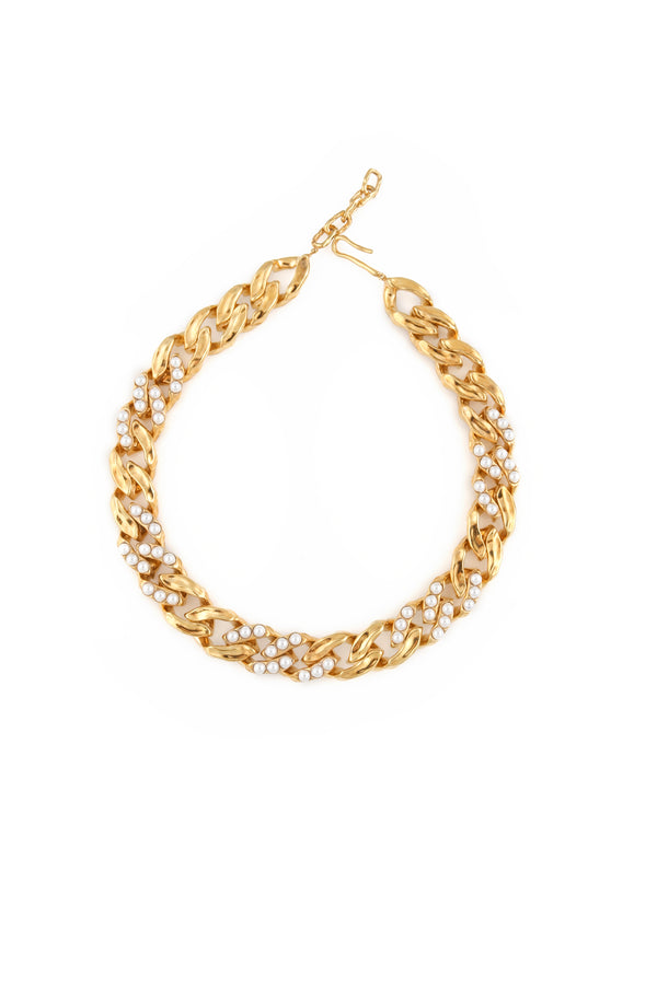 joanna laura constantine STATEMENT WAVE CHAIN NECKLACE WITH PEARLS