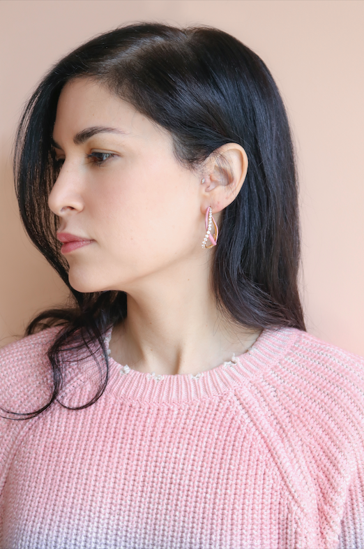 Joanna Laura Constantine STATEMENT WAVE EARRINGS WITH PEARLS