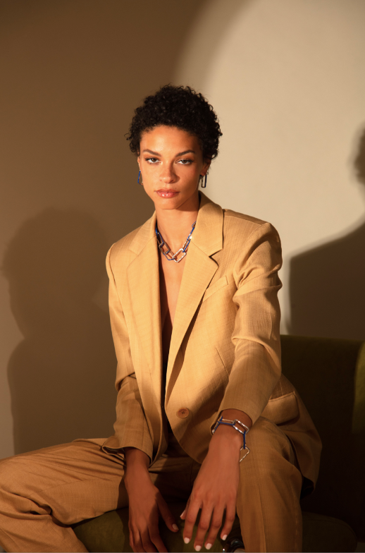 Joanna Laura Constantine STATEMENT WAVE LINK NECKLACE WITH ENAMEL