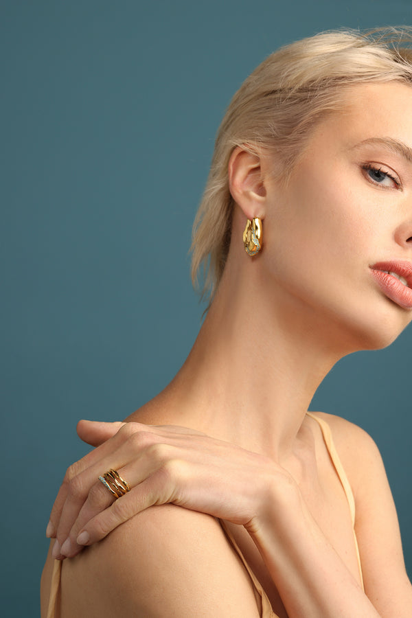 Joanna Laura Constantine STATEMENT WAVES HOOPS WITH HANDSET STONES
