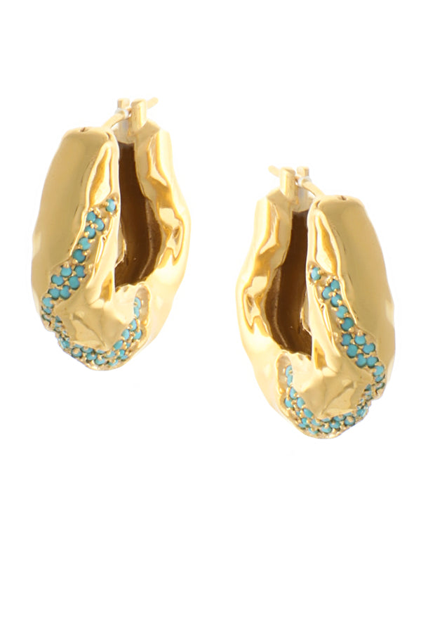 joanna laura constantine STATEMENT WAVES HOOPS WITH TURQUOISE STONES
