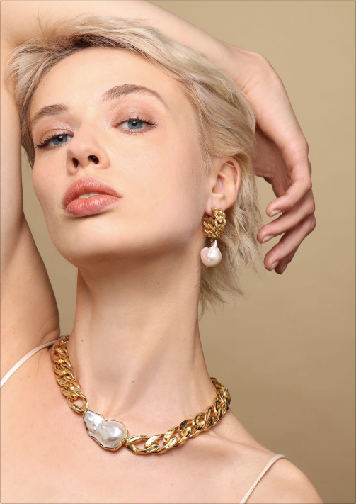 Joanna Laura Constantine WAVE CHAIN HOOPS WTH CULTURED PEARL