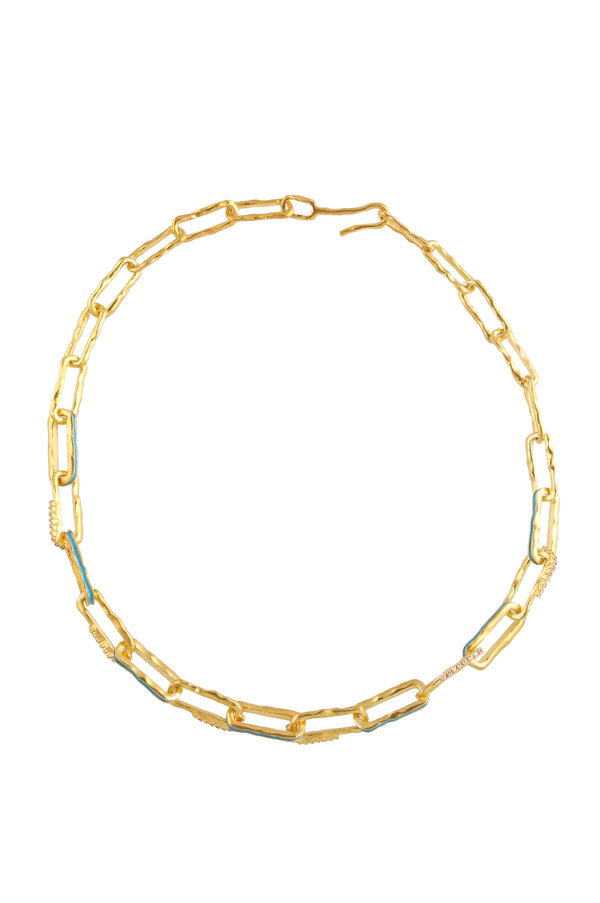 joanna laura constantine WAVE CHAIN NECKLACE WITH PAVE STONES AND ENAMEL