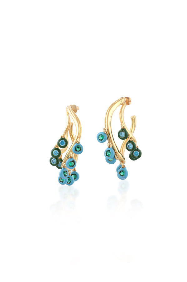 joanna laura constantine WAVE EARRINGS WITH DANGLING ENAMELED STONES