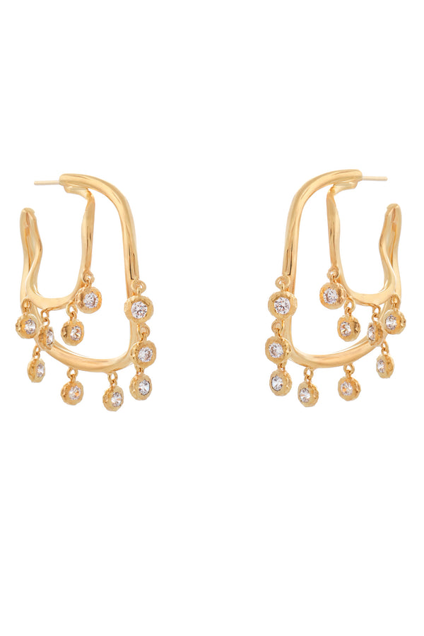 joanna laura constantine WAVE HOOP EARRINGS WITH DANGLING STONES