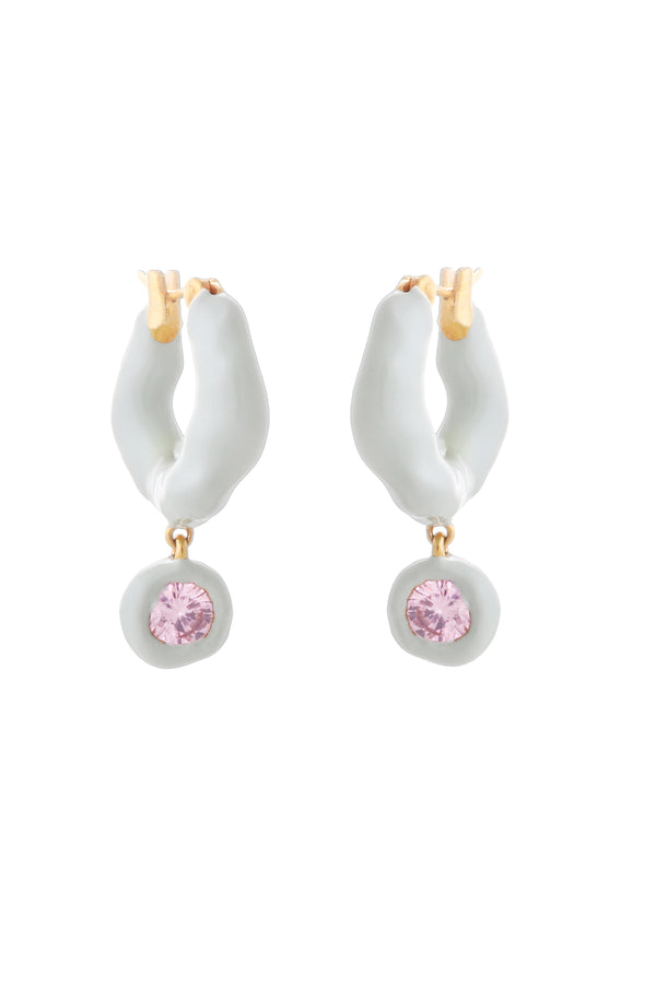 joanna laura constantine WAVE HOOP EARRINGS WITH ENAMEL AND DANGLING STONE