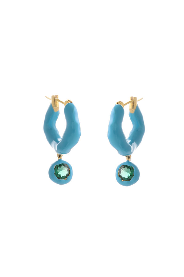joanna laura constantine WAVE HOOP EARRINGS WITH ENAMEL AND DANGLING STONES