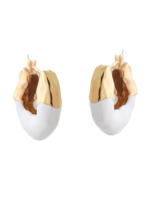 joanna laura constantine WAVE HOOP EARRINGS WITH HALF ENAMEL