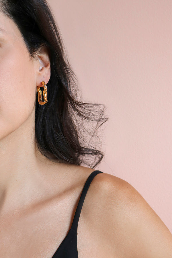 Joanna Laura Constantine WAVE HOOP EARRINGS WITH HANDSET PAVE STONES