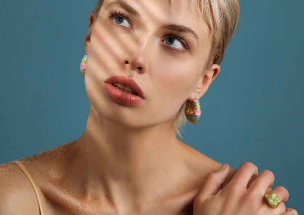 Joanna Laura Constantine WAVE HOOP EARRINGS WITH MULTI COLORED ENAMEL